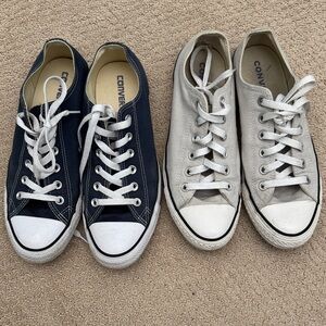 2 pair Converse all stars Navy and Light Gray women’s size 10 men’s size 8